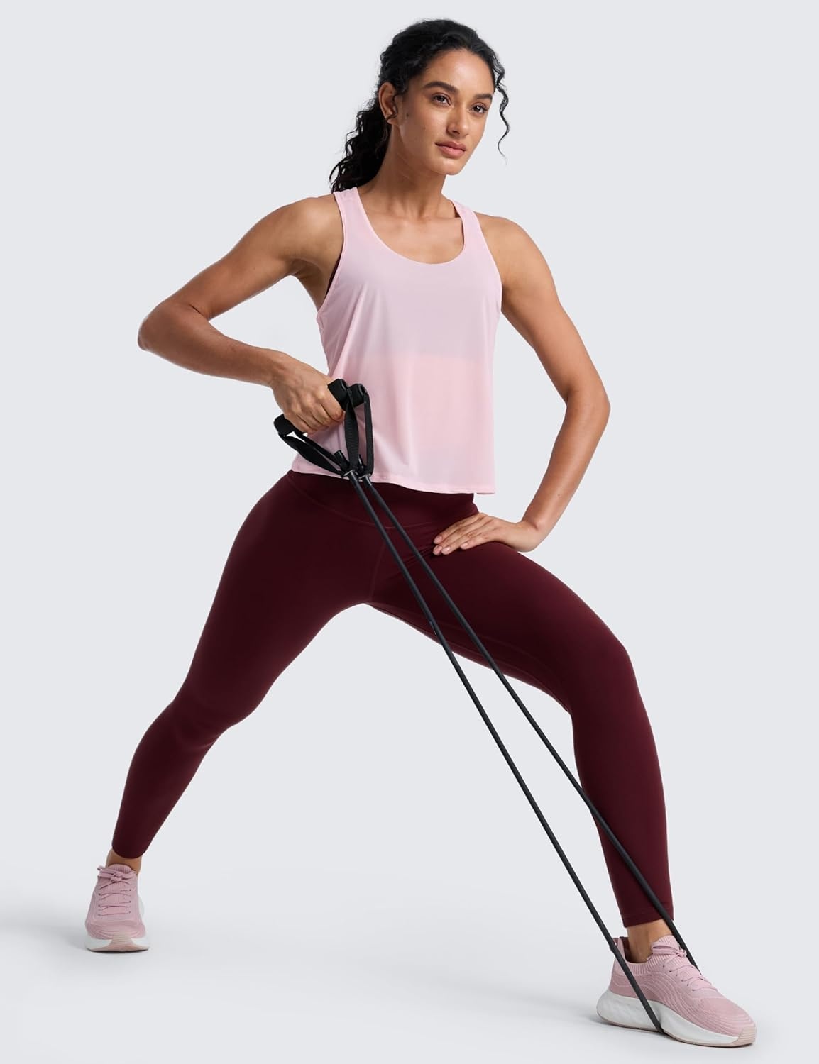 image:imageCRZ YOGA Mesh Workout Tank Tops for Women Athletic Sheer Scoop Neck Cover Up Breathable Summer Sleeveless ShirtsStrawberry Pink