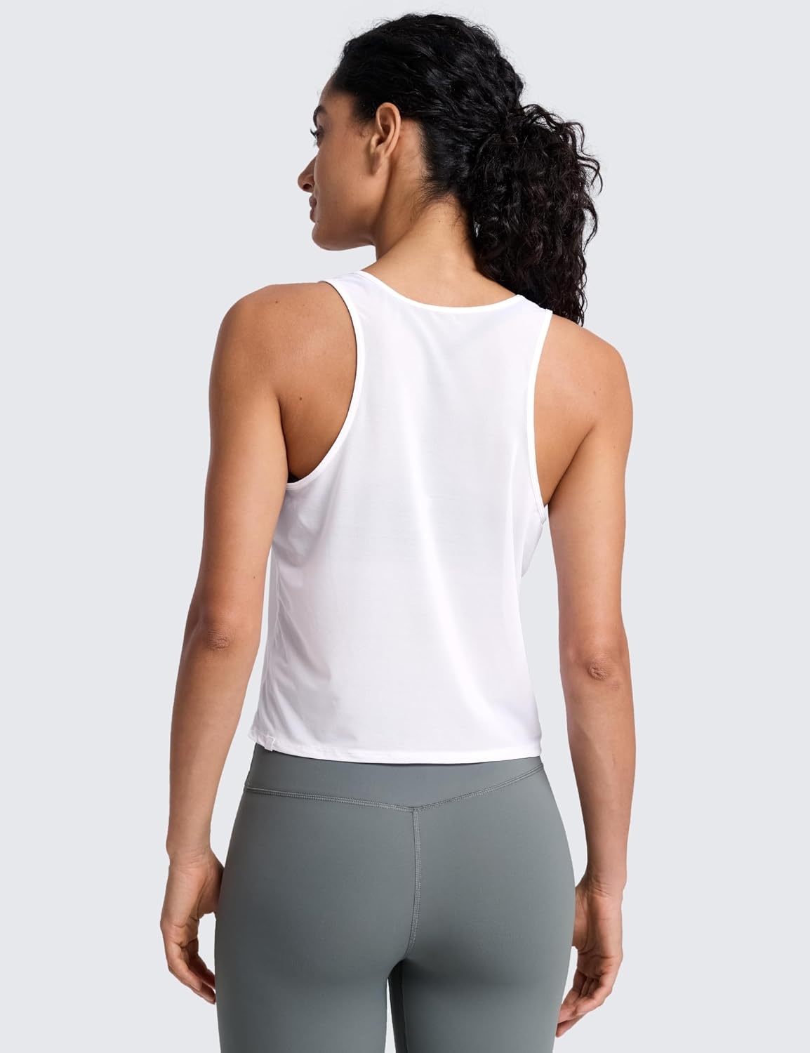 image:imageCRZ YOGA Mesh Workout Tank Tops for Women Athletic Sheer Scoop Neck Cover Up Breathable Summer Sleeveless ShirtsWhite