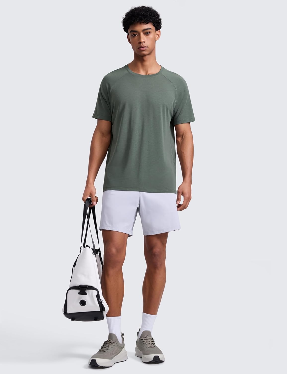 image:imageCRZ YOGA MicroMesh Workout Shirts for Men Lightweight Breathable TShirts Running Athletic Training Short Sleeve TopsGrey Sage