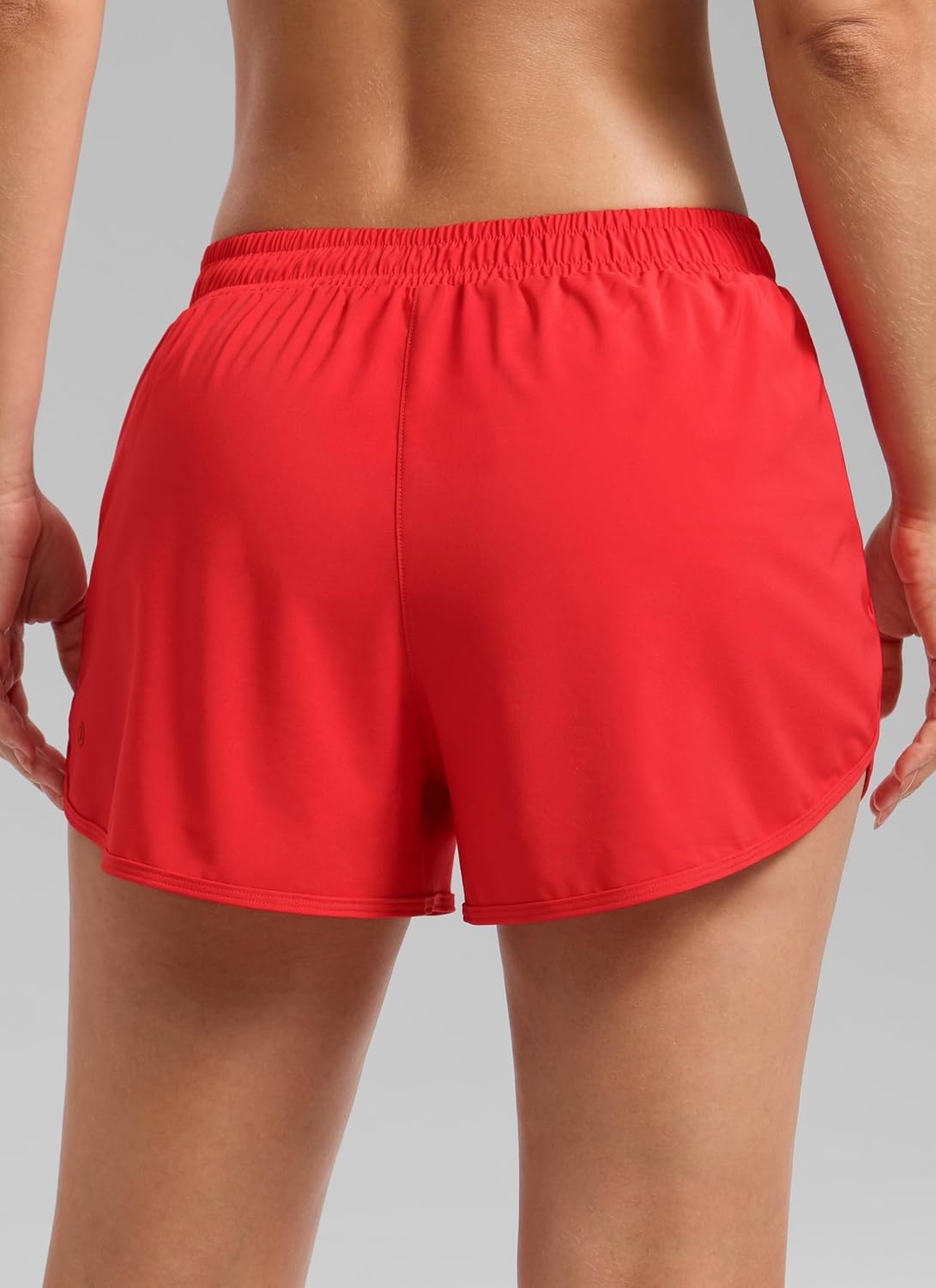 image:imageCRZ YOGA Mid Rise Half Split Athletic Shorts for Women 25 Dolphin Quick Dry for Gym Running Workout TrackDeep Red