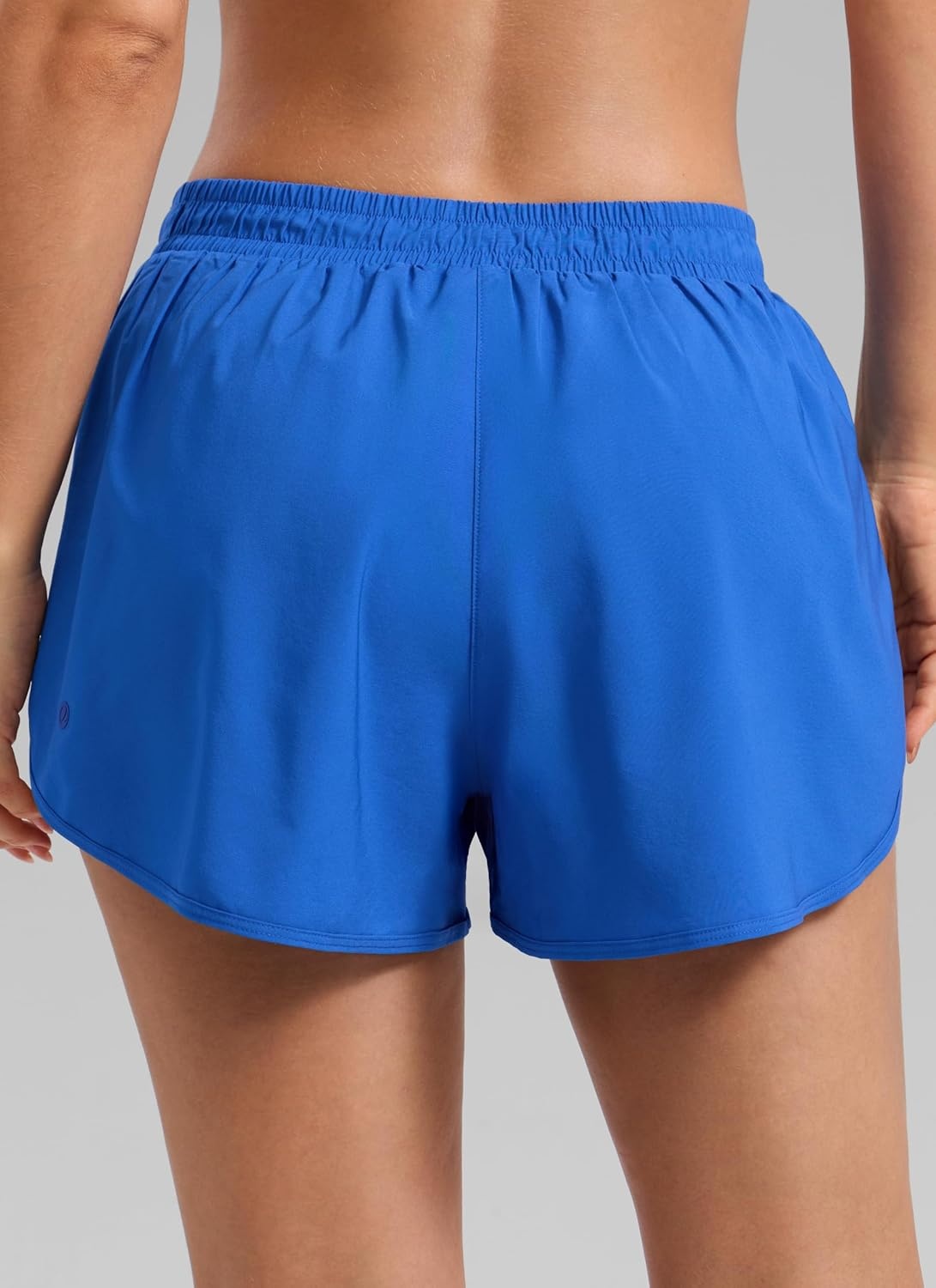 image:imageCRZ YOGA Mid Rise Half Split Athletic Shorts for Women 25 Dolphin Quick Dry for Gym Running Workout TrackSparkle Blue