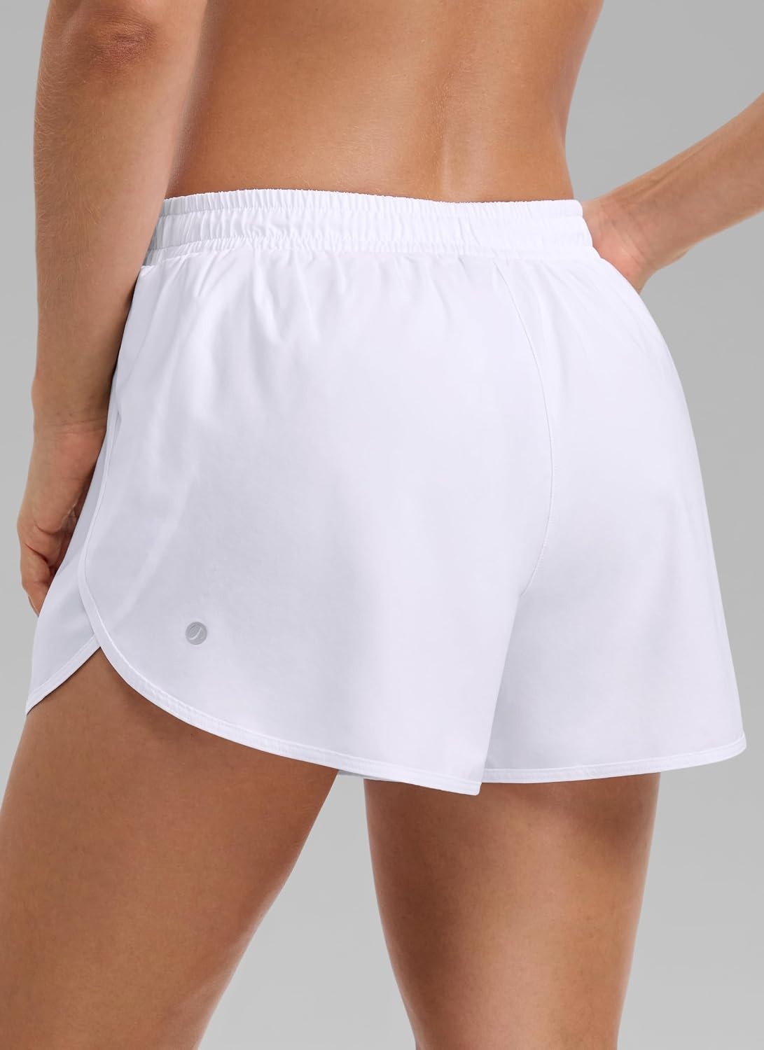 image:imageCRZ YOGA Mid Rise Half Split Athletic Shorts for Women 25 Dolphin Quick Dry for Gym Running Workout TrackWhite