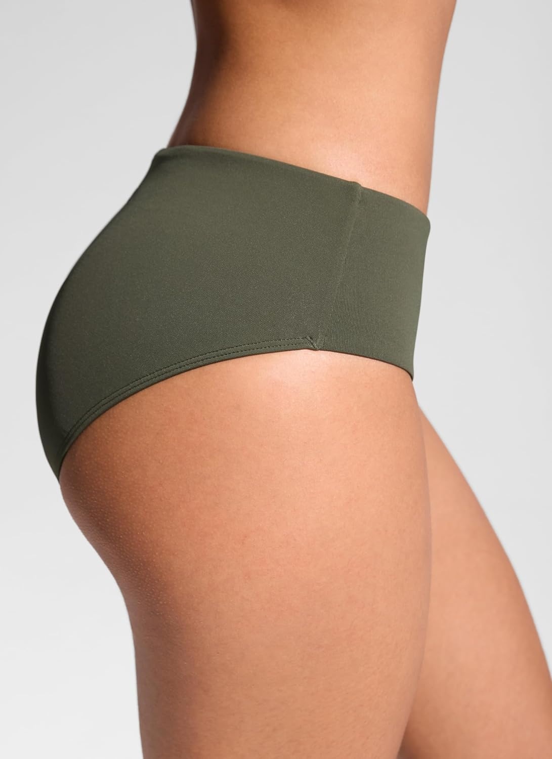 image:imageCRZ YOGA Mid Waisted Bikini Bottoms for Women Full Coverage Bathing Suit Swimsuit Basic Swim BriefsDark Olive