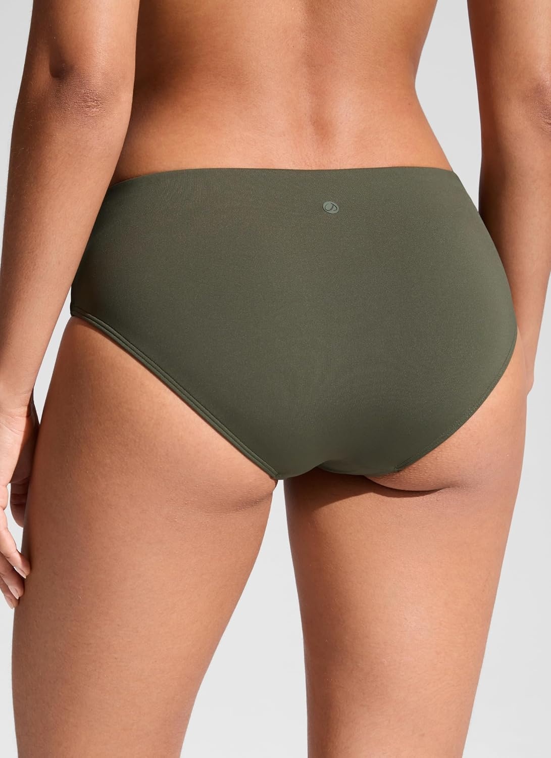 image:imageCRZ YOGA Mid Waisted Bikini Bottoms for Women Full Coverage Bathing Suit Swimsuit Basic Swim BriefsDark Olive