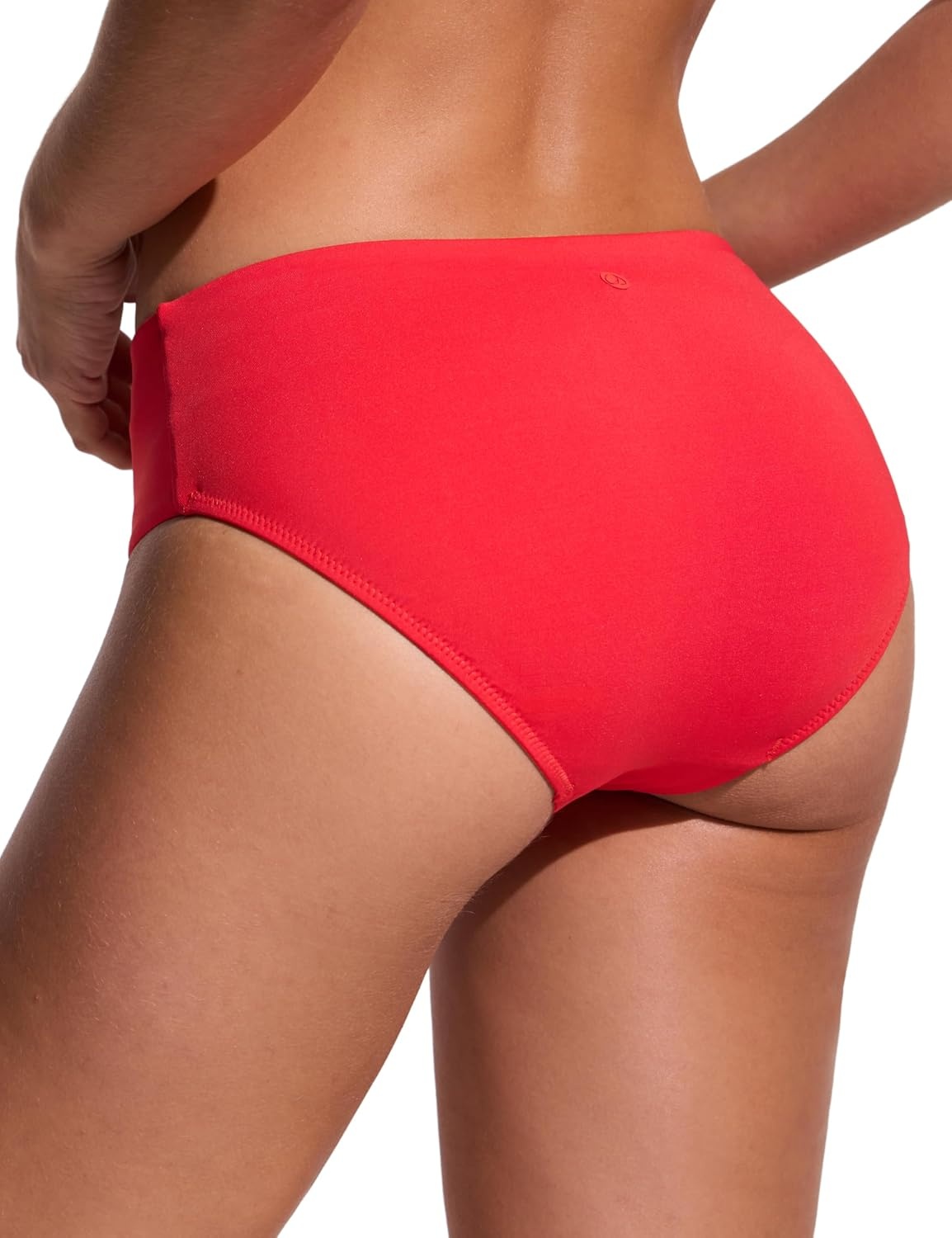 image:imageCRZ YOGA Mid Waisted Bikini Bottoms for Women Full Coverage Bathing Suit Swimsuit Basic Swim BriefsDeep Red