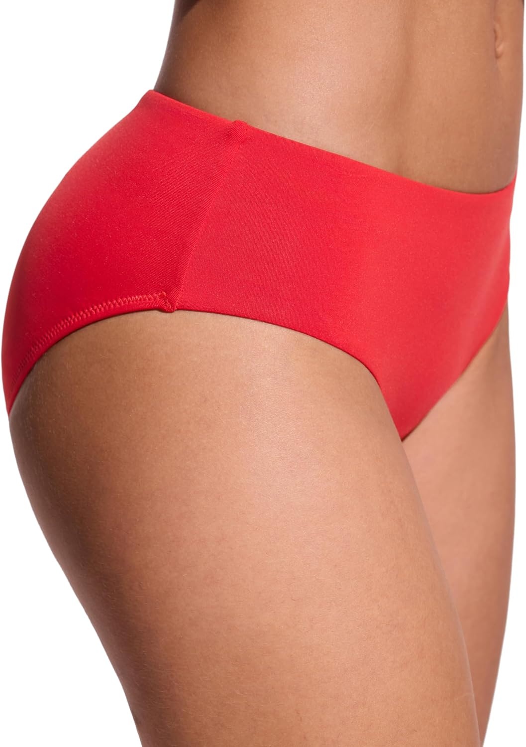 image:imageCRZ YOGA Mid Waisted Bikini Bottoms for Women Full Coverage Bathing Suit Swimsuit Basic Swim BriefsDeep Red