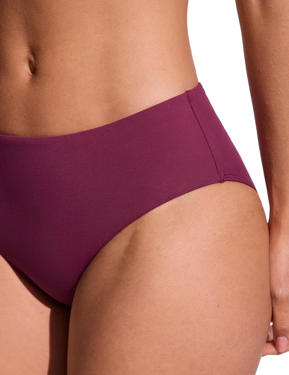 image:imageCRZ YOGA Mid Waisted Bikini Bottoms for Women Full Coverage Bathing Suit Swimsuit Basic Swim BriefsFuchsia