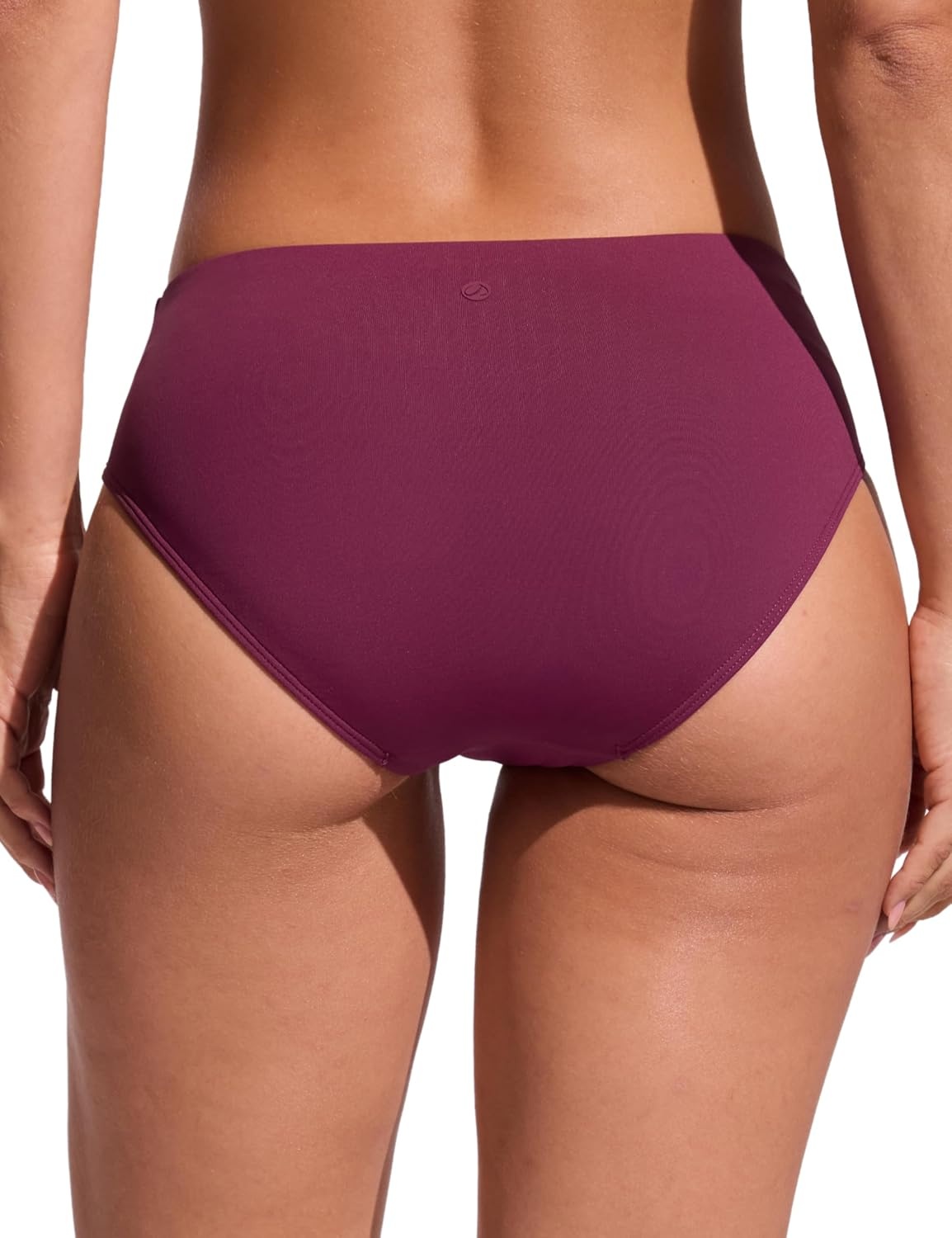 image:imageCRZ YOGA Mid Waisted Bikini Bottoms for Women Full Coverage Bathing Suit Swimsuit Basic Swim BriefsFuchsia