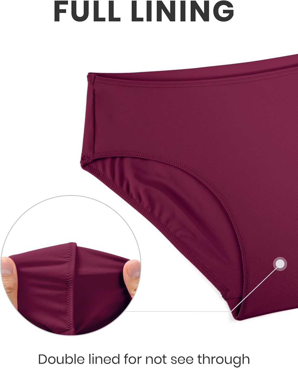 image:imageCRZ YOGA Mid Waisted Bikini Bottoms for Women Full Coverage Bathing Suit Swimsuit Basic Swim BriefsFuchsia