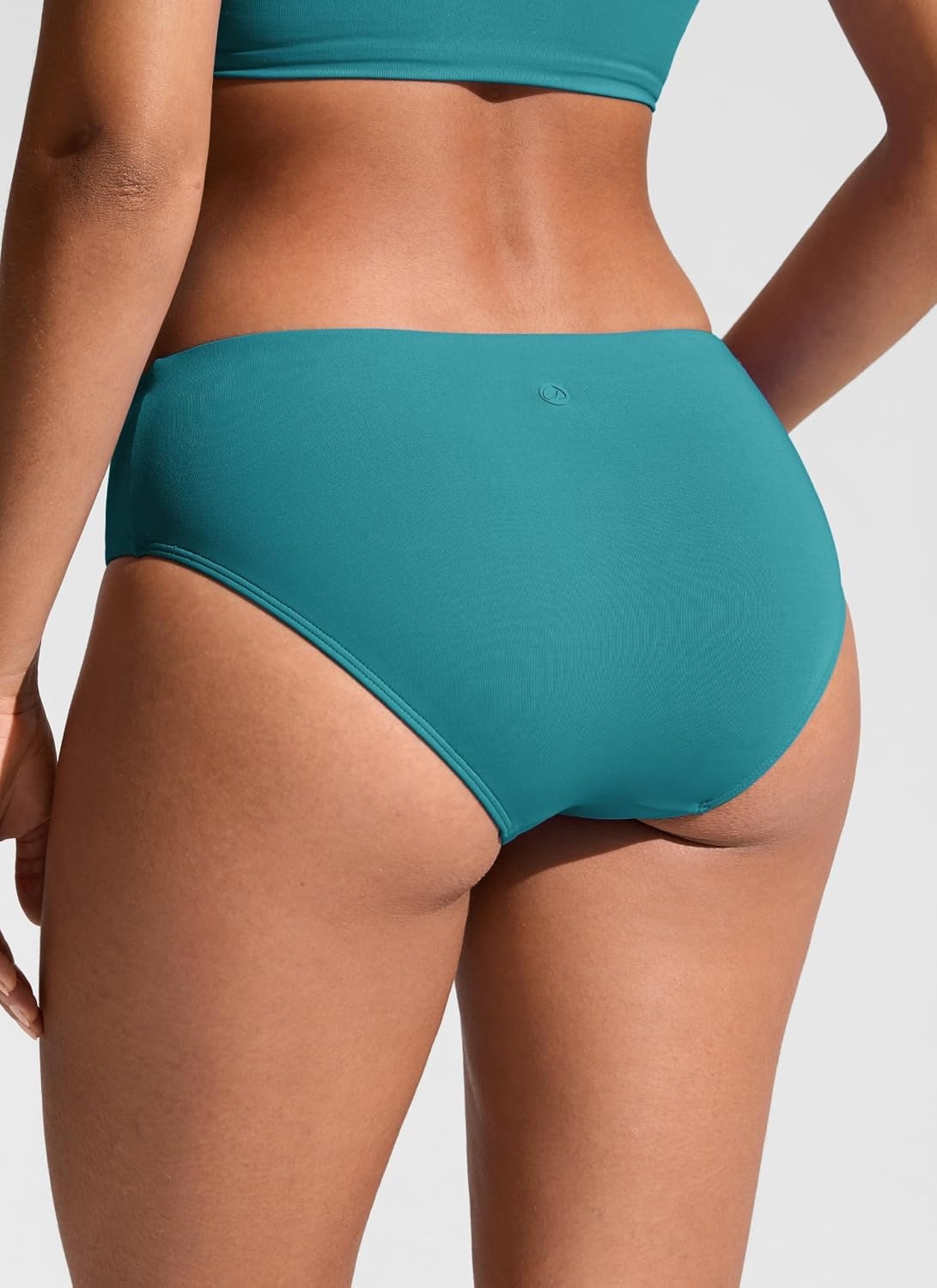 image:imageCRZ YOGA Mid Waisted Bikini Bottoms for Women Full Coverage Bathing Suit Swimsuit Basic Swim BriefsGreen Jade