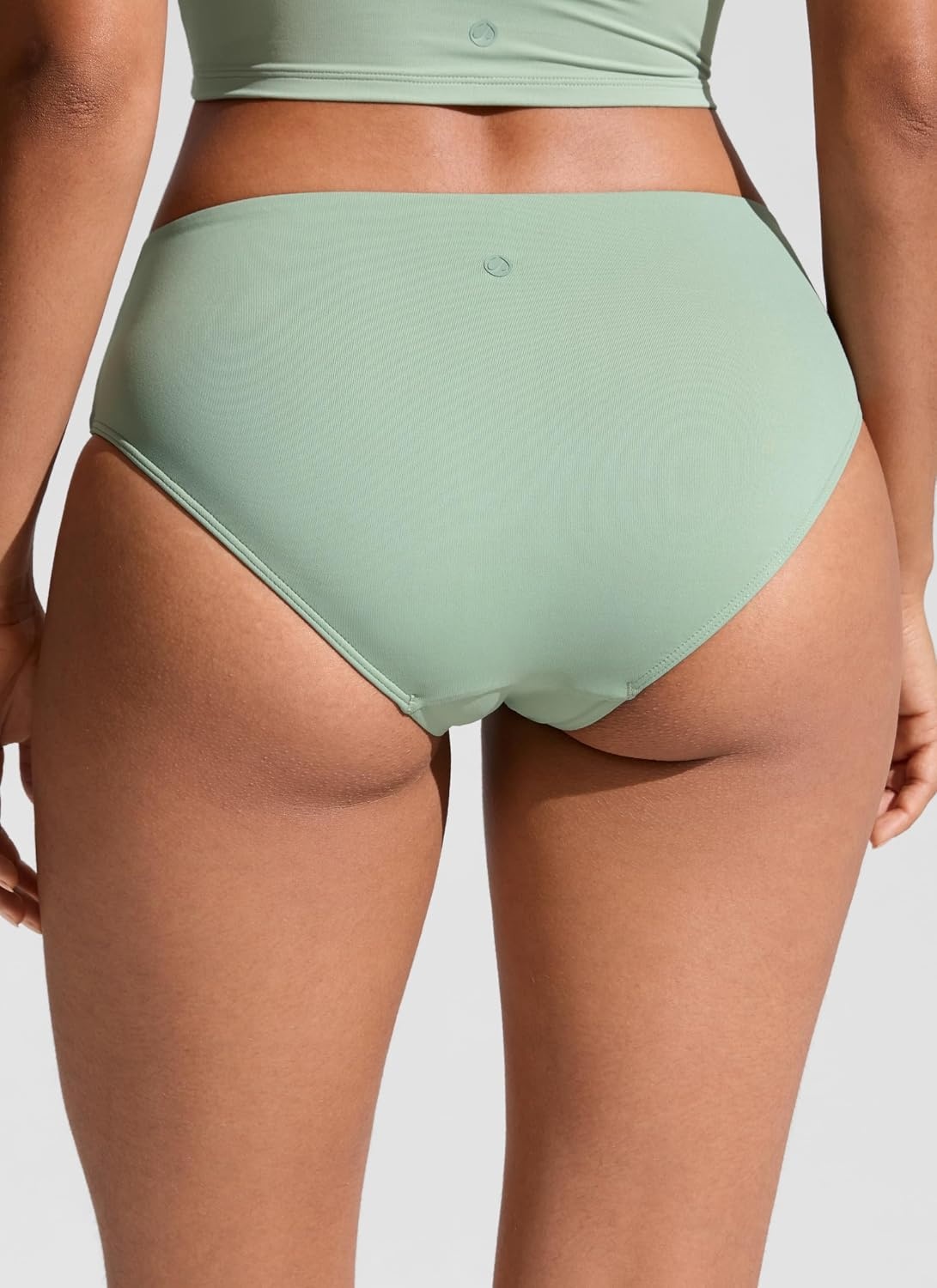 image:imageCRZ YOGA Mid Waisted Bikini Bottoms for Women Full Coverage Bathing Suit Swimsuit Basic Swim BriefsGreen Palm Court