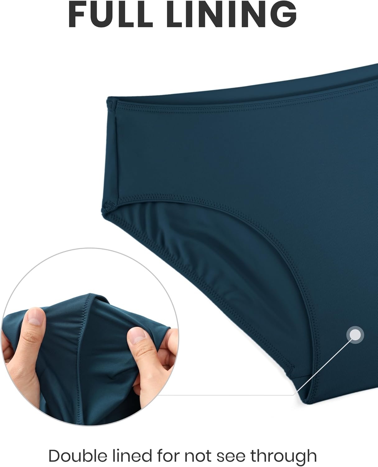 image:imageCRZ YOGA Mid Waisted Bikini Bottoms for Women Full Coverage Bathing Suit Swimsuit Basic Swim BriefsInsignia Blue