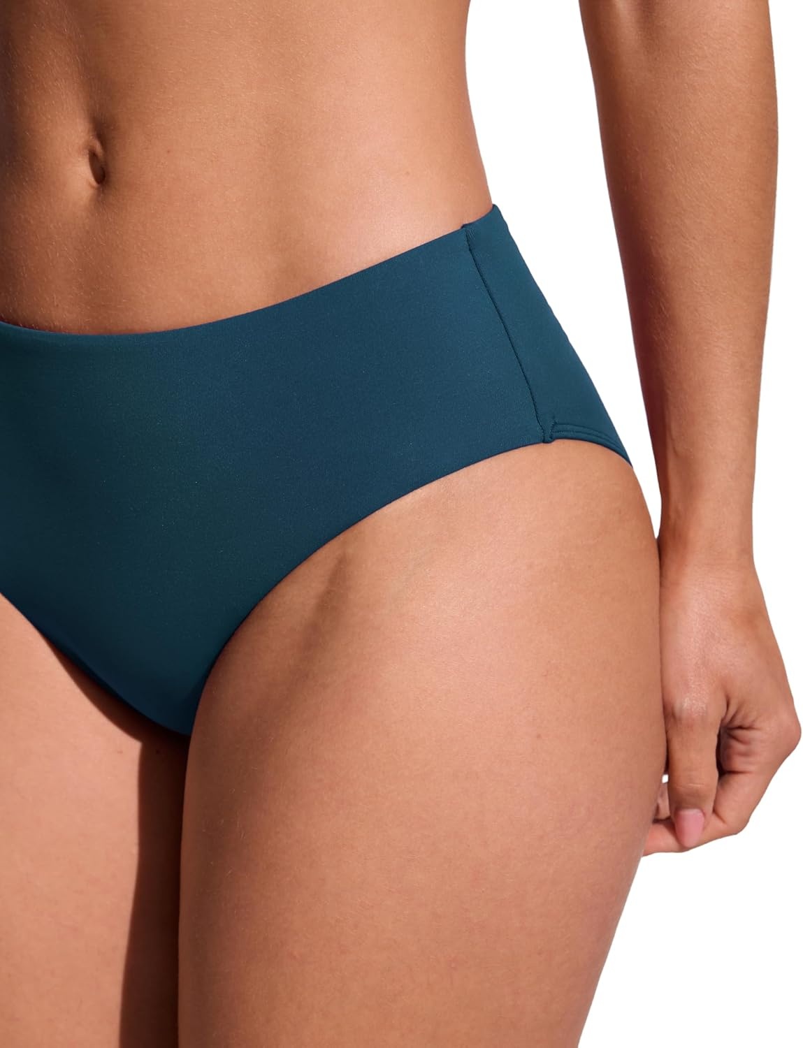 image:imageCRZ YOGA Mid Waisted Bikini Bottoms for Women Full Coverage Bathing Suit Swimsuit Basic Swim BriefsInsignia Blue
