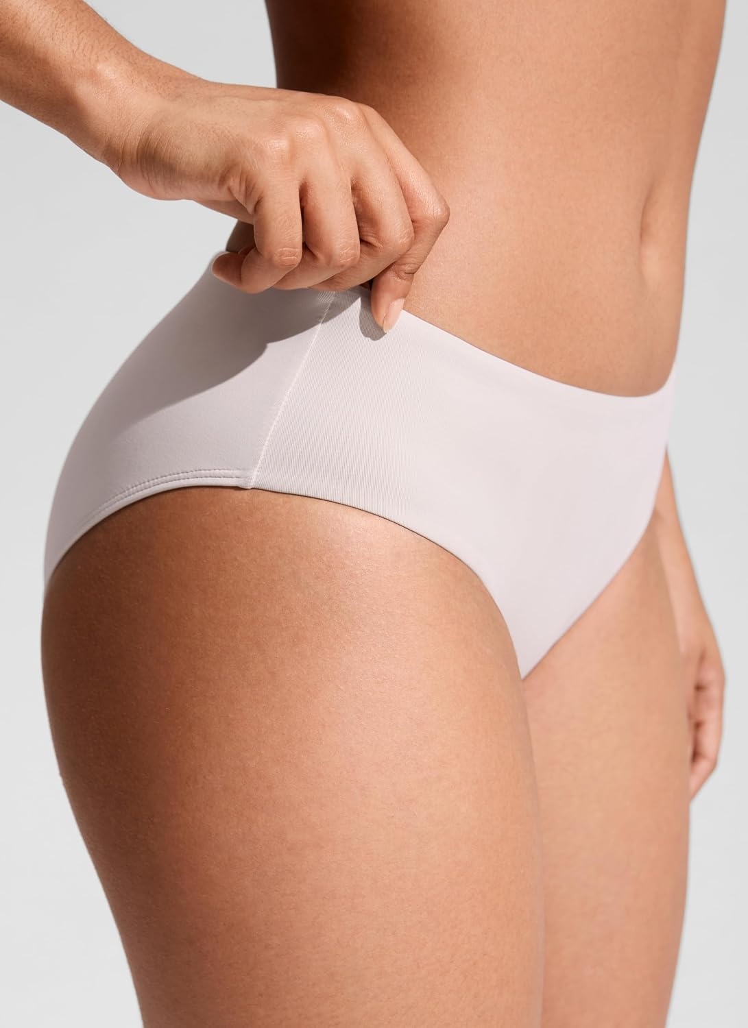 image:imageCRZ YOGA Mid Waisted Bikini Bottoms for Women Full Coverage Bathing Suit Swimsuit Basic Swim BriefsMilky White