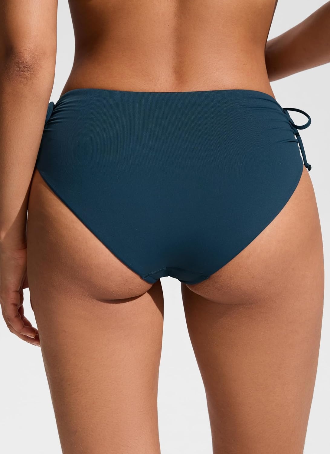 image:imageCRZ YOGA Mid Waisted Ruched Bikini Bottoms for Women Full Coverage Bathing Swimsuit Adjustable Side Tie Swim BriefsInsignia Blue