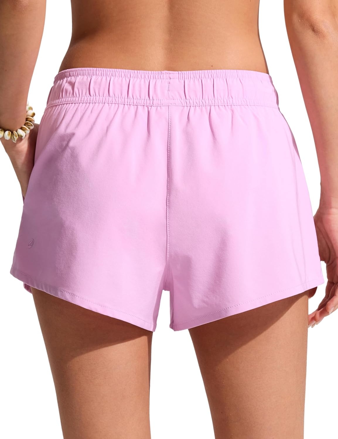 image:imageCRZ YOGA Mid Waisted Side Slit Beach Shorts for Women 3 Dolphin Swim Board Bathing Trunks Bottoms with LinerVita Pink
