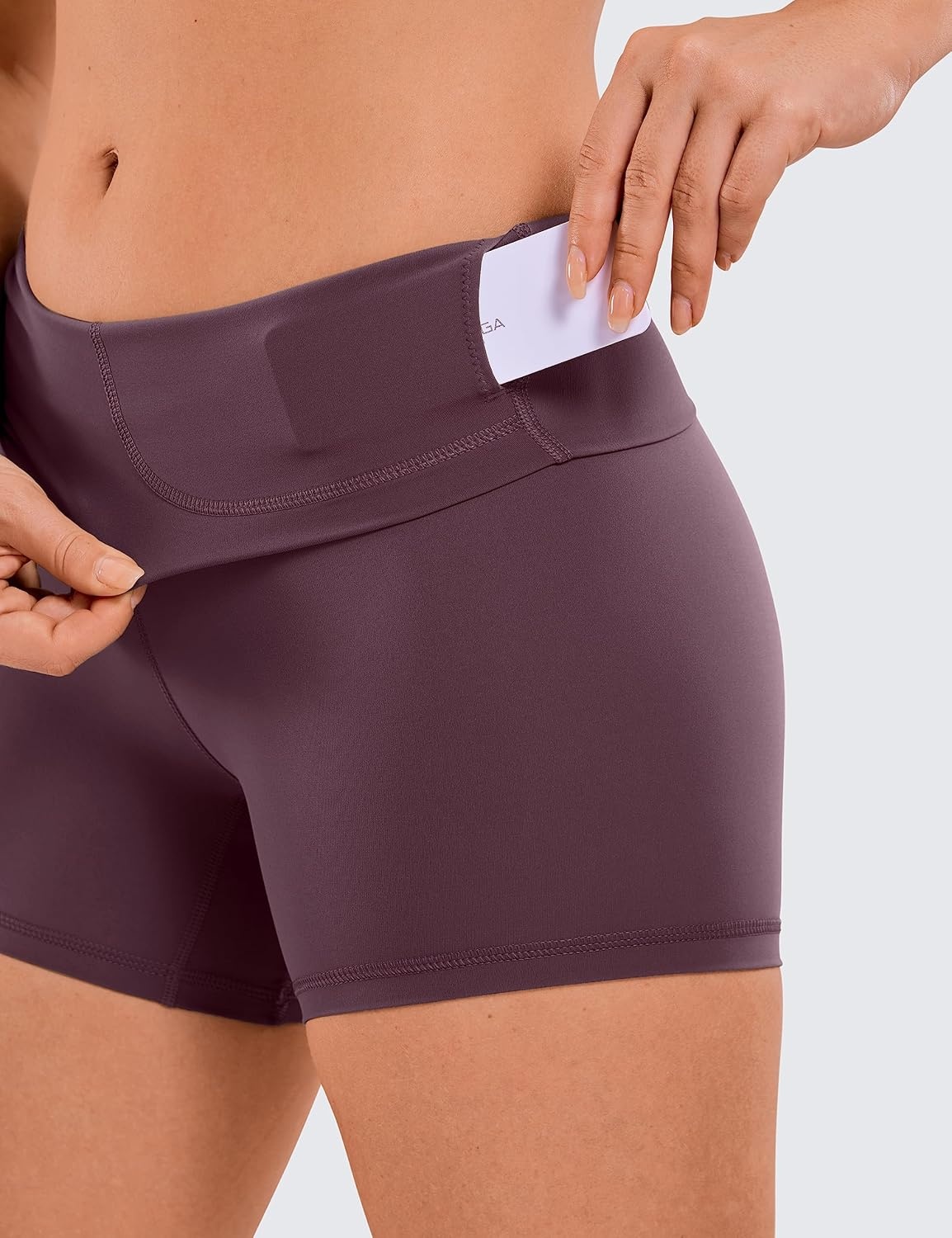 image:imageCRZ YOGA Naked Feeling Biker Shorts 4 High Waist Yoga Workout Running Gym Spandex WomensArctic Plum