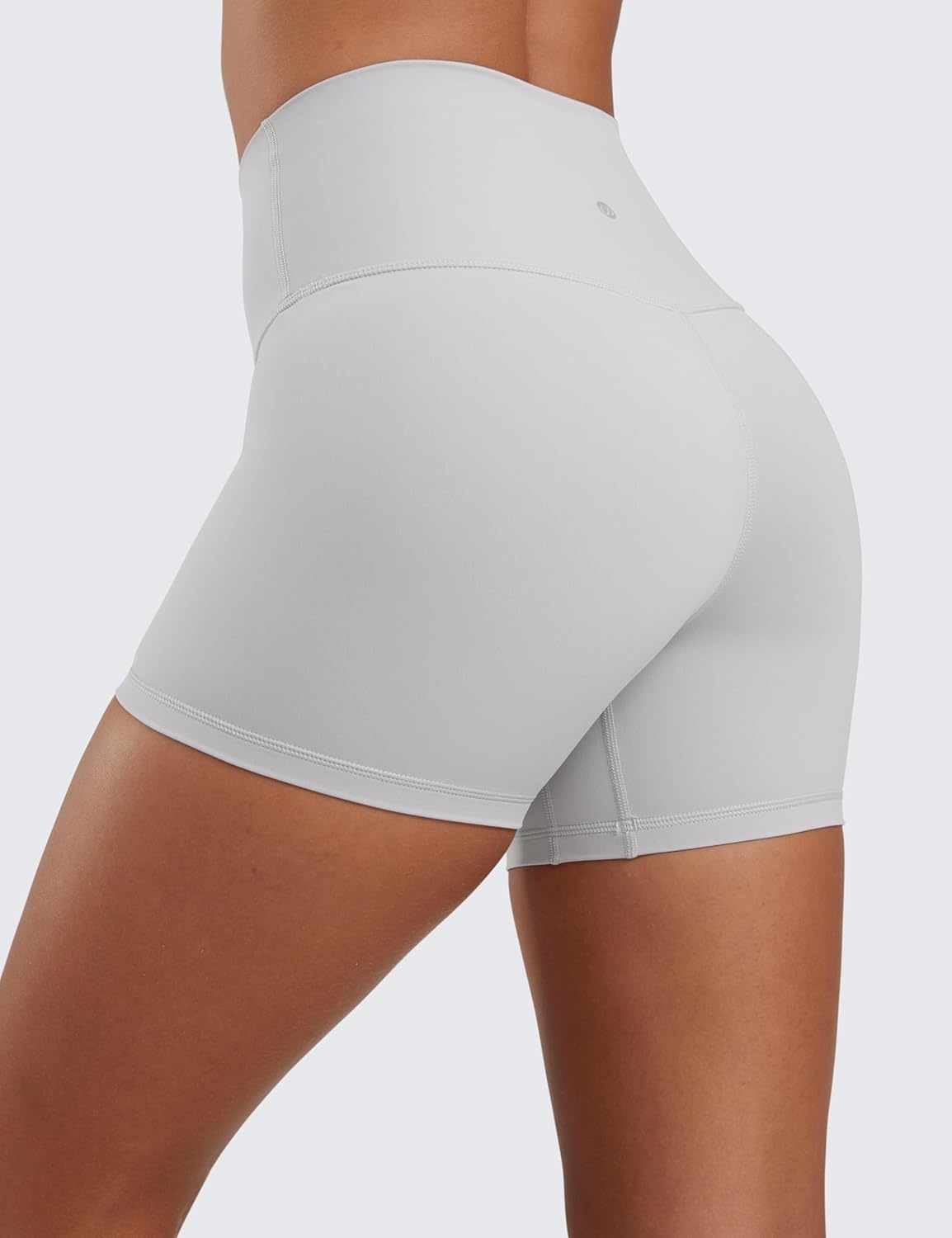 image:imageCRZ YOGA Naked Feeling Biker Shorts 4 High Waist Yoga Workout Running Gym Spandex WomensPlatinum Grey