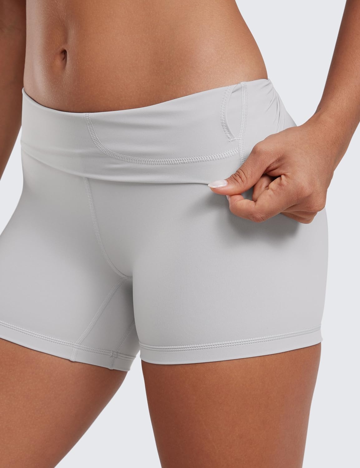 image:imageCRZ YOGA Naked Feeling Biker Shorts 4 High Waist Yoga Workout Running Gym Spandex WomensPlatinum Grey