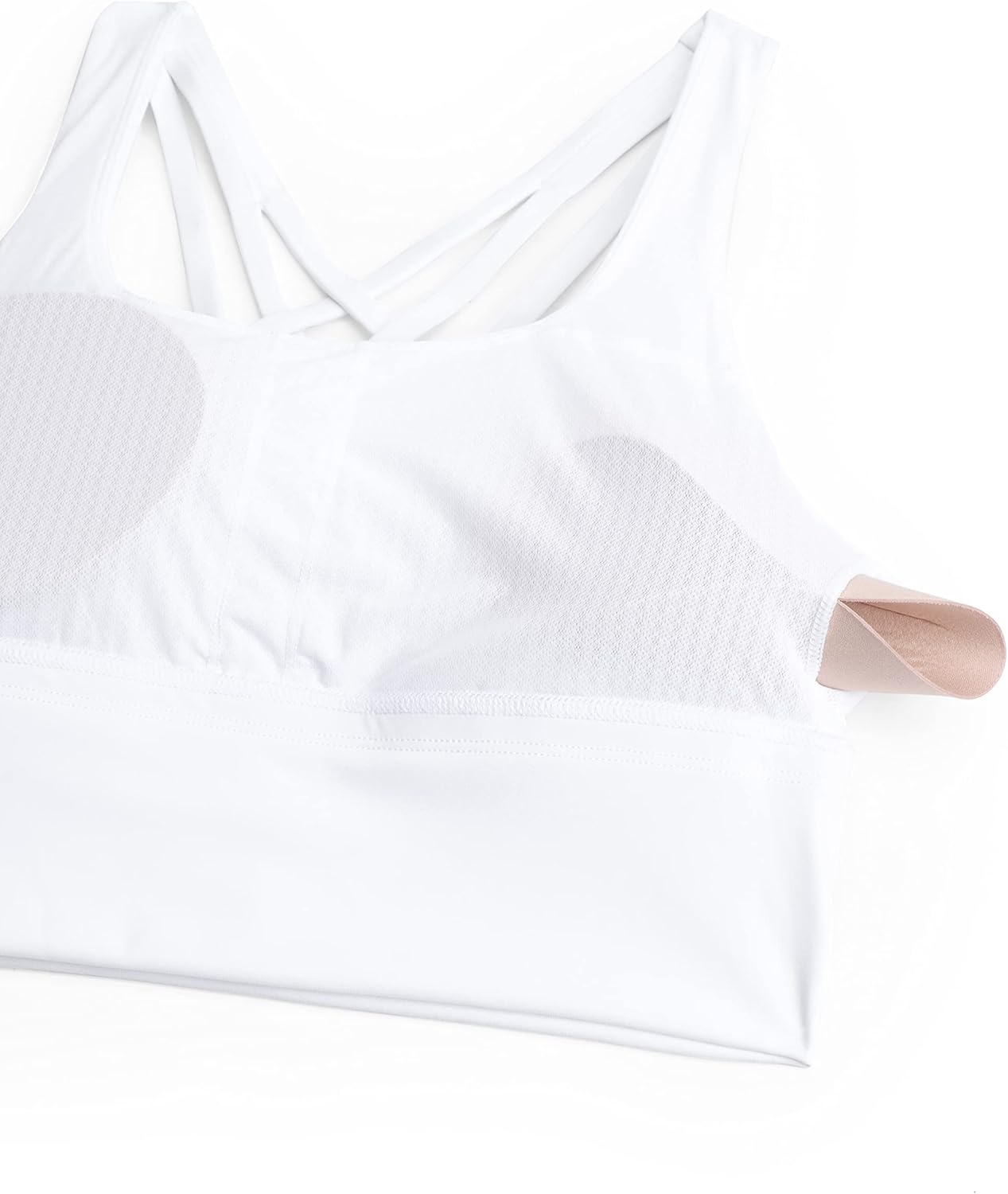 image:imageCRZ YOGA Naked Feeling Criss Cross Longline Sports Bras for Women Wirefree Padded Strappy Yoga Cropped TopsWhite