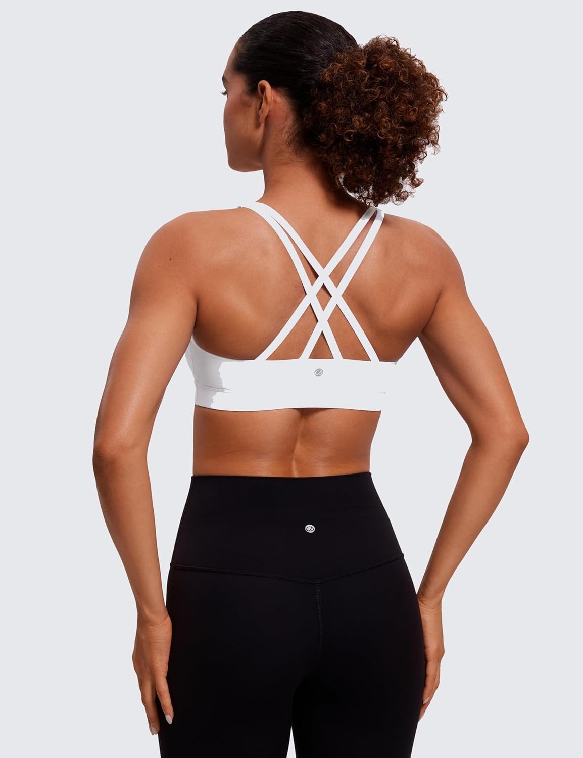 image:imageCRZ YOGA Naked Feeling Strappy Padded Sports Bras for Women Fitness Workout Top Criss Cross Back Yoga CamiWhite