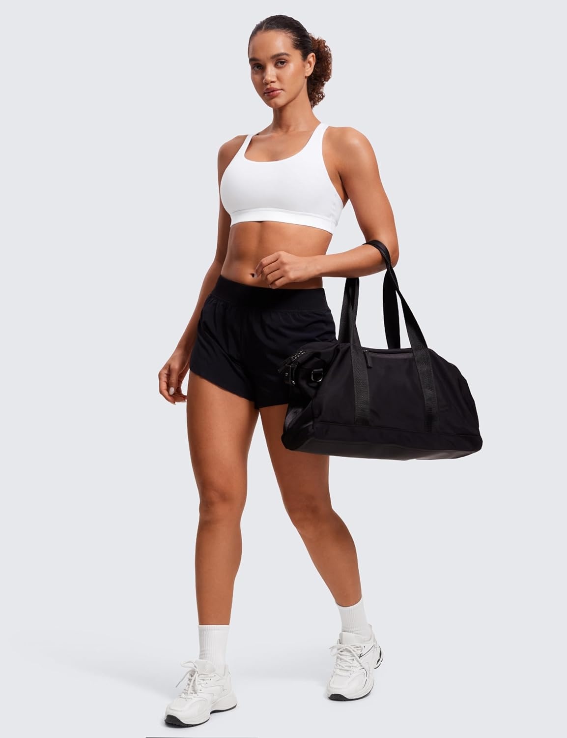 image:imageCRZ YOGA Naked Feeling Strappy Padded Sports Bras for Women Fitness Workout Top Criss Cross Back Yoga CamiWhite