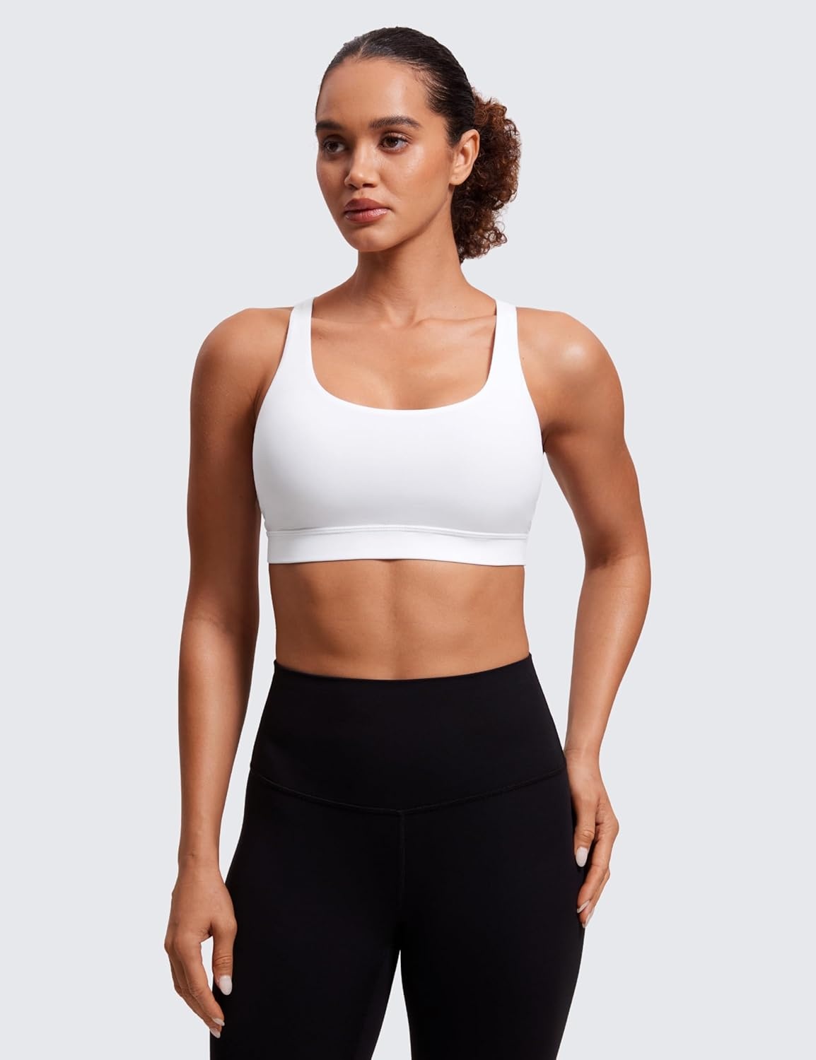 image:imageCRZ YOGA Naked Feeling Strappy Padded Sports Bras for Women Fitness Workout Top Criss Cross Back Yoga CamiWhite