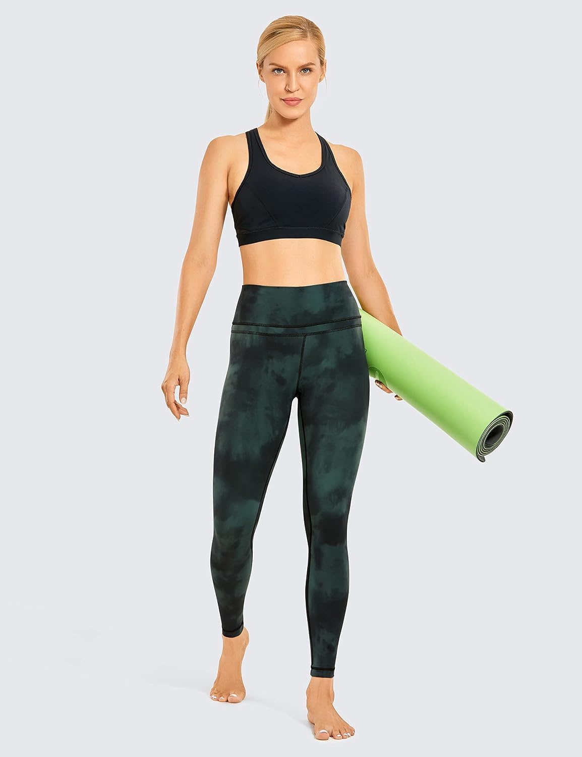 image:imageCRZ YOGA Naked Feeling Workout Leggings 25 High Waist Yoga Training Tight Womens PantsEmerald Green Tiedye Flowers
