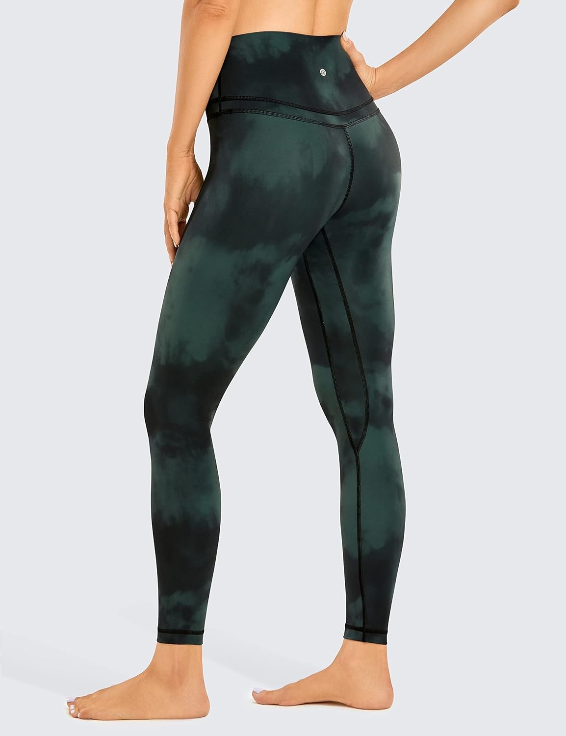 image:imageCRZ YOGA Naked Feeling Workout Leggings 25 High Waist Yoga Training Tight Womens PantsEmerald Green Tiedye Flowers