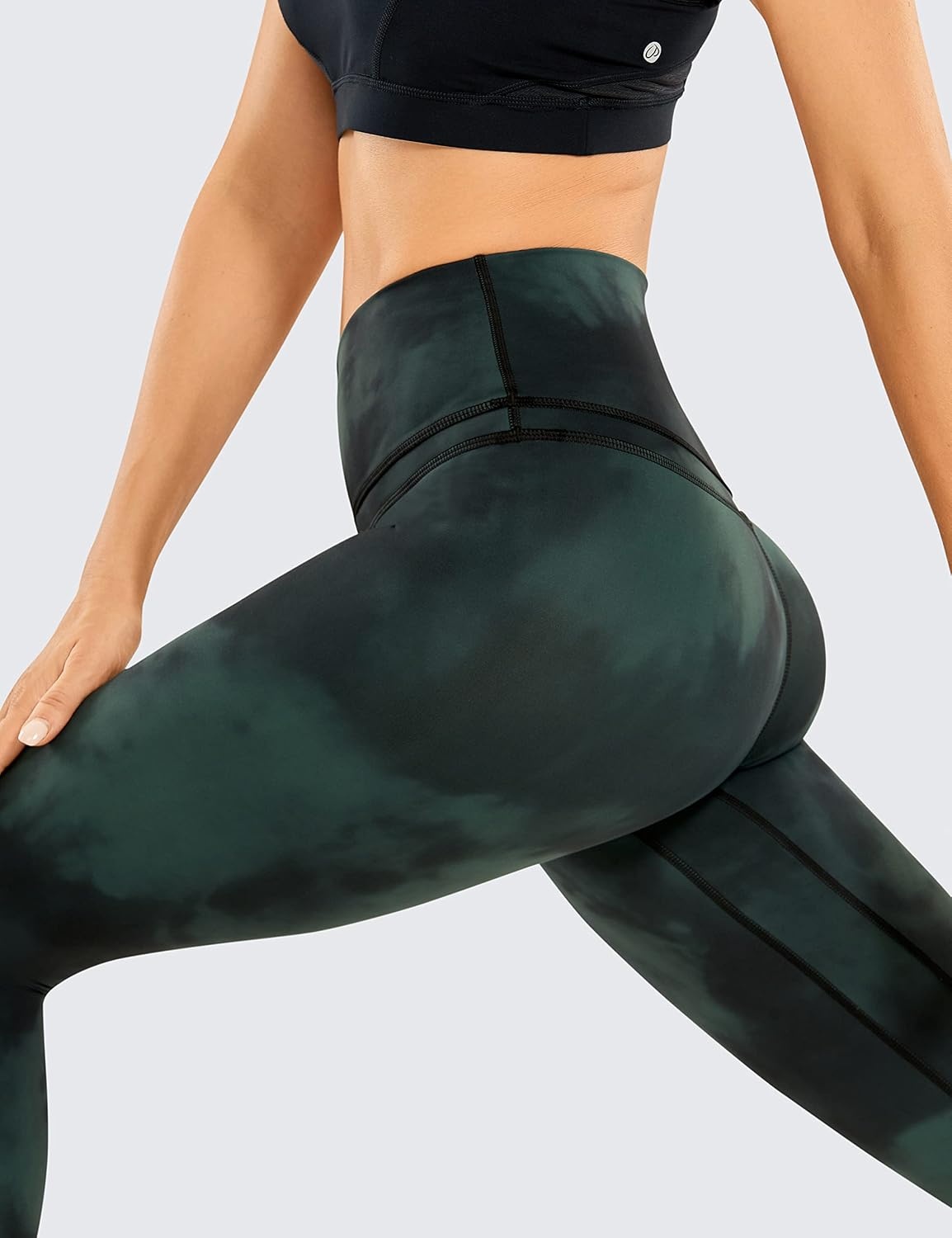 image:imageCRZ YOGA Naked Feeling Workout Leggings 25 High Waist Yoga Training Tight Womens PantsEmerald Green Tiedye Flowers