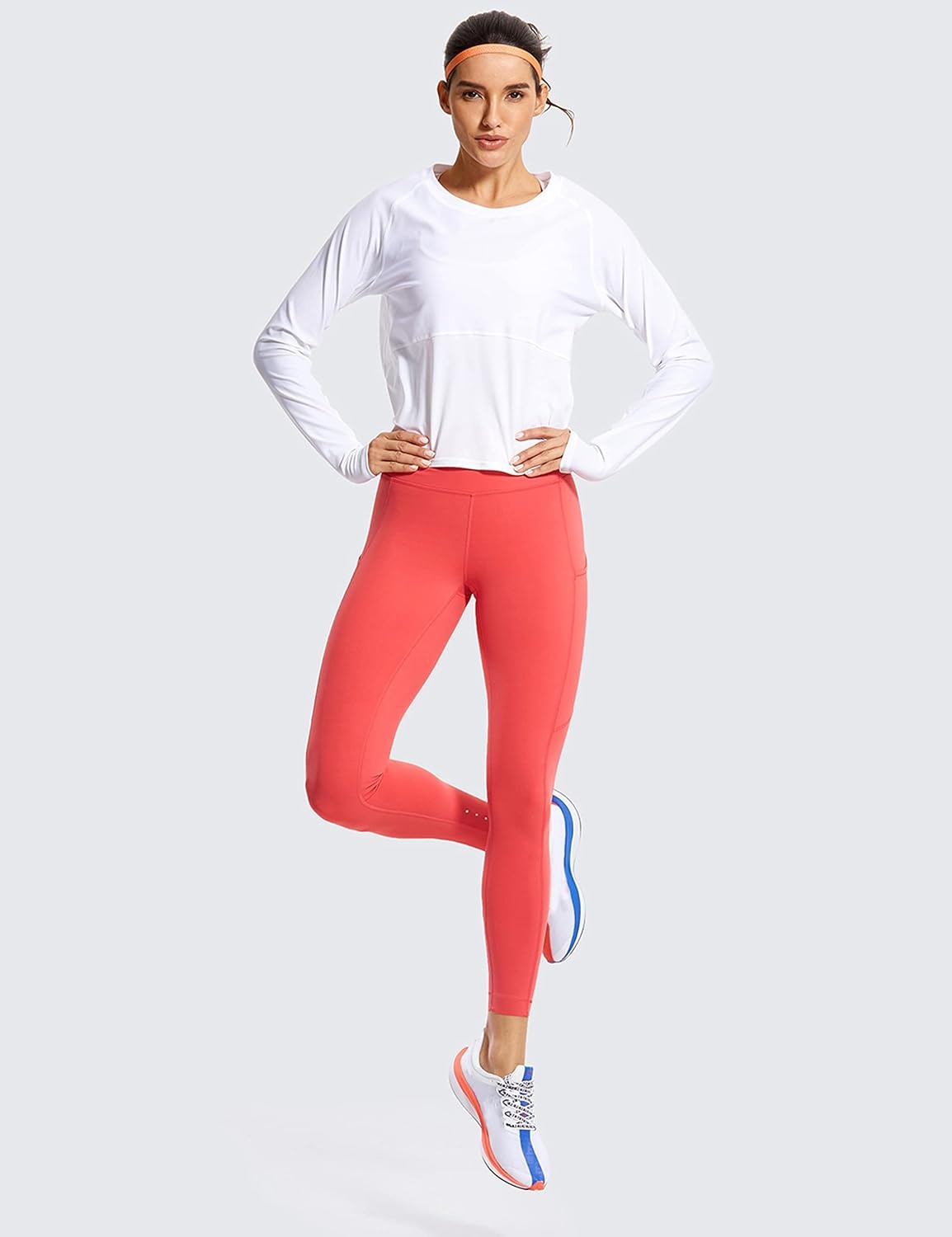 image:imageCRZ YOGA Naked Feeling Workout Leggings Pockets 25 High Waisted Womens Yoga Pants Running TightsBrick Rose