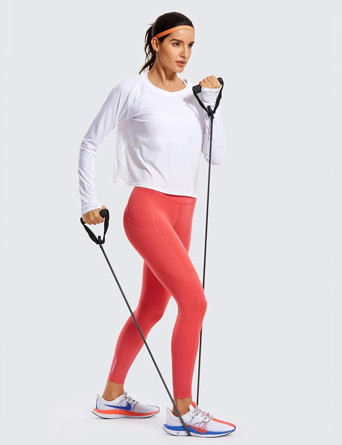 image:imageCRZ YOGA Naked Feeling Workout Leggings Pockets 25 High Waisted Womens Yoga Pants Running TightsBrick Rose