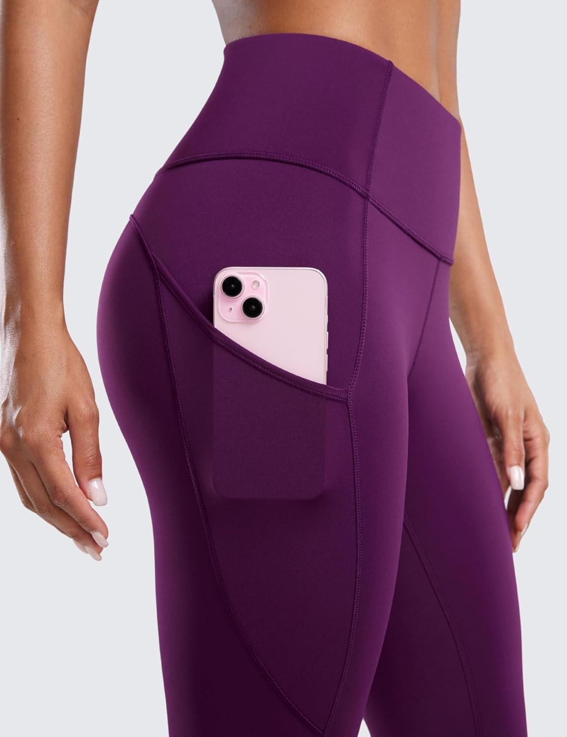 image:imageCRZ YOGA Naked Feeling Workout Leggings Pockets 25 High Waisted Womens Yoga Pants Running TightsPlum Magenta