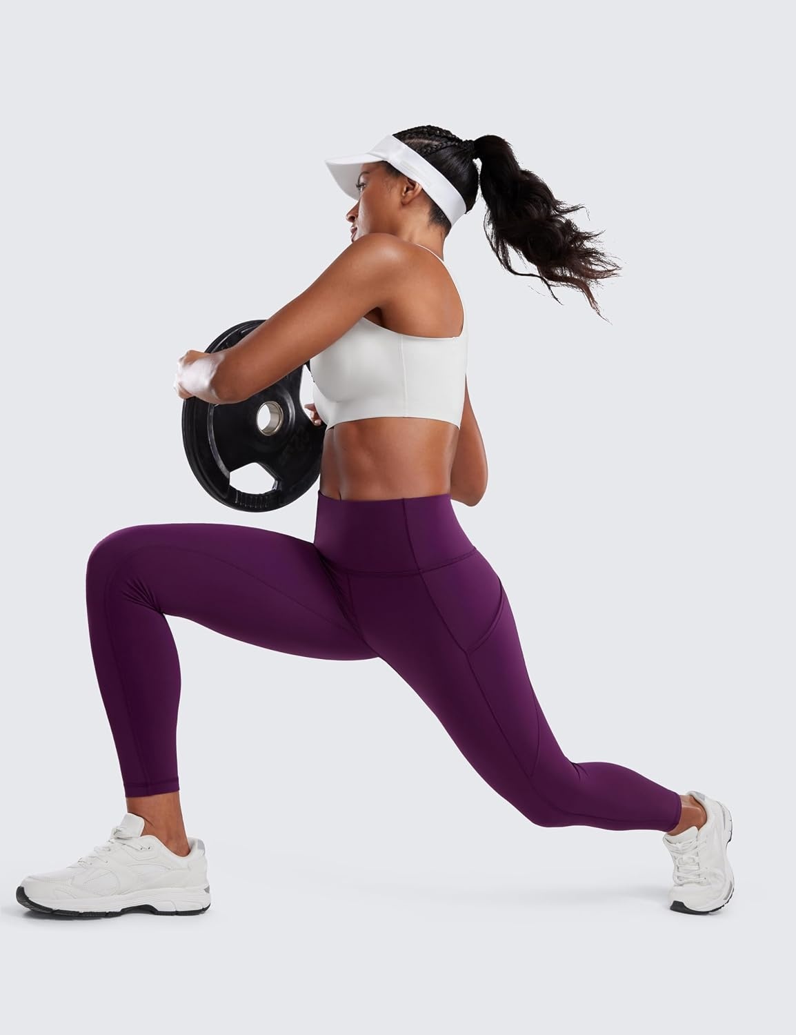image:imageCRZ YOGA Naked Feeling Workout Leggings Pockets 25 High Waisted Womens Yoga Pants Running TightsPlum Magenta