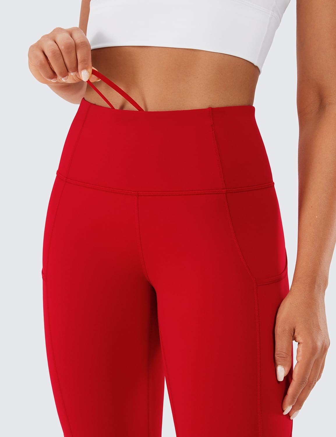 image:imageCRZ YOGA Naked Feeling Workout Leggings Pockets 25 High Waisted Womens Yoga Pants Running TightsRed Chili