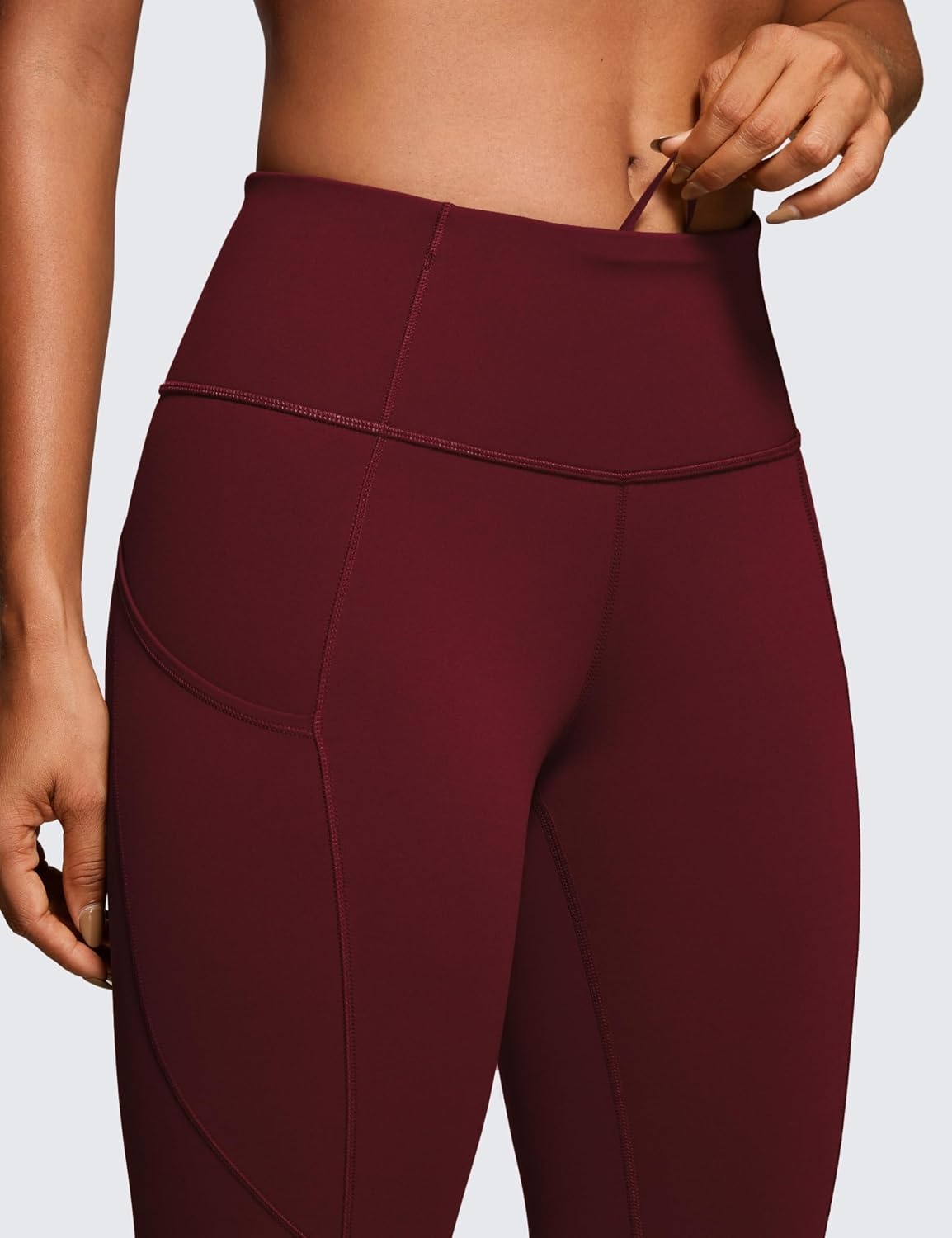 image:imageCRZ YOGA Naked Feeling Workout Leggings Pockets 25 High Waisted Womens Yoga Pants Running TightsRed Merlot