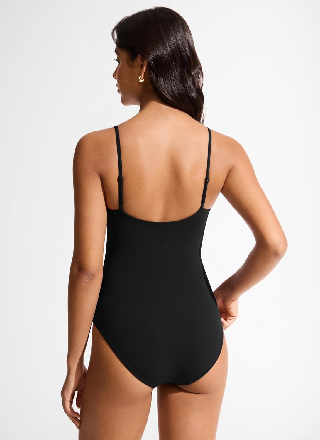 image:imageCRZ YOGA Nexfeel Double Lined V Neck One Piece Swimsuit for Women Tummy Control Slimming Modest Bathing Suit Non PaddedBlack