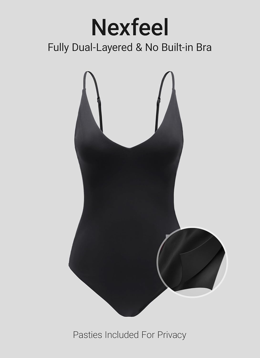 image:imageCRZ YOGA Nexfeel Double Lined V Neck One Piece Swimsuit for Women Tummy Control Slimming Modest Bathing Suit Non PaddedBlack
