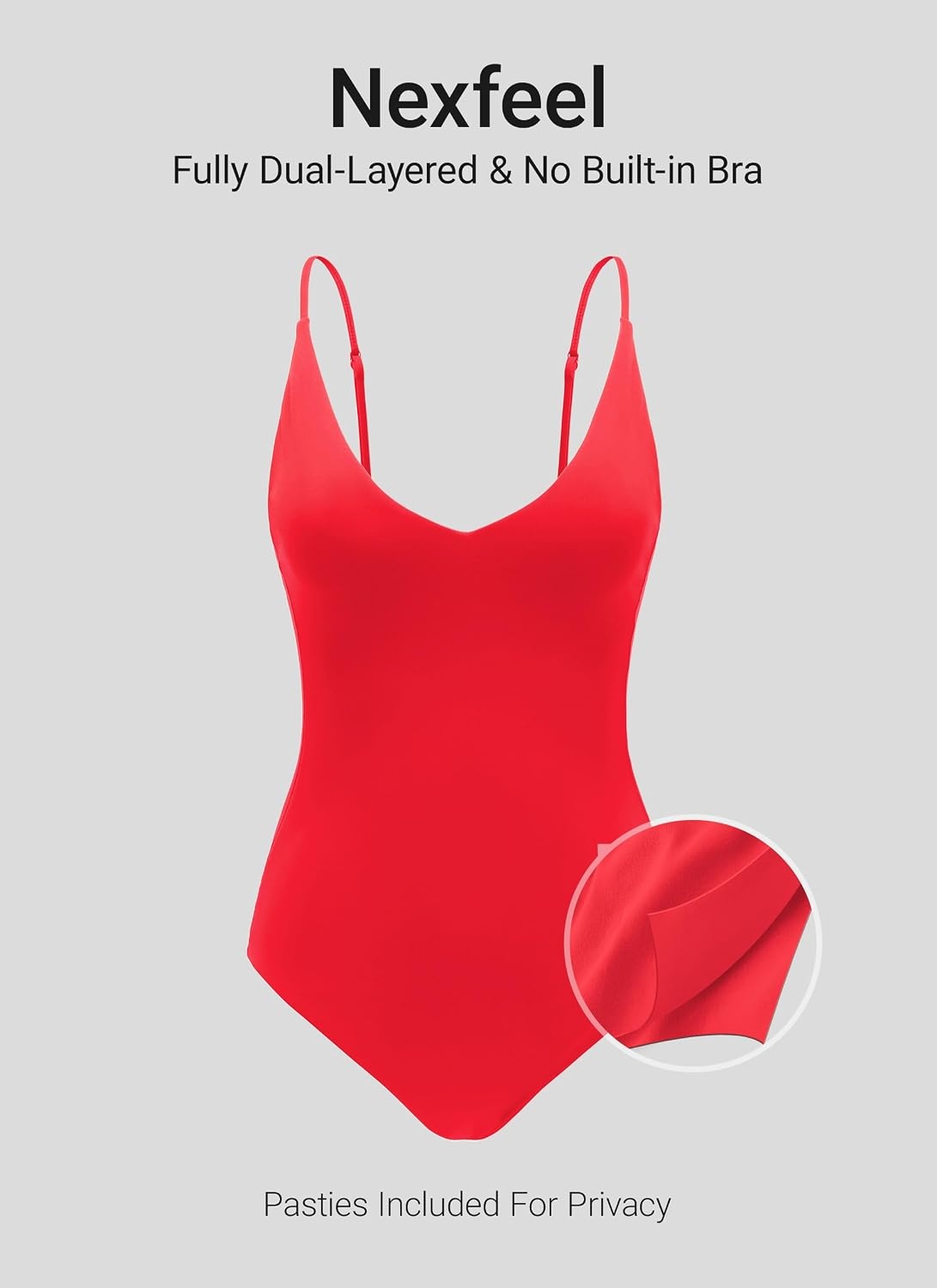 image:imageCRZ YOGA Nexfeel Double Lined V Neck One Piece Swimsuit for Women Tummy Control Slimming Modest Bathing Suit Non PaddedDeep Red
