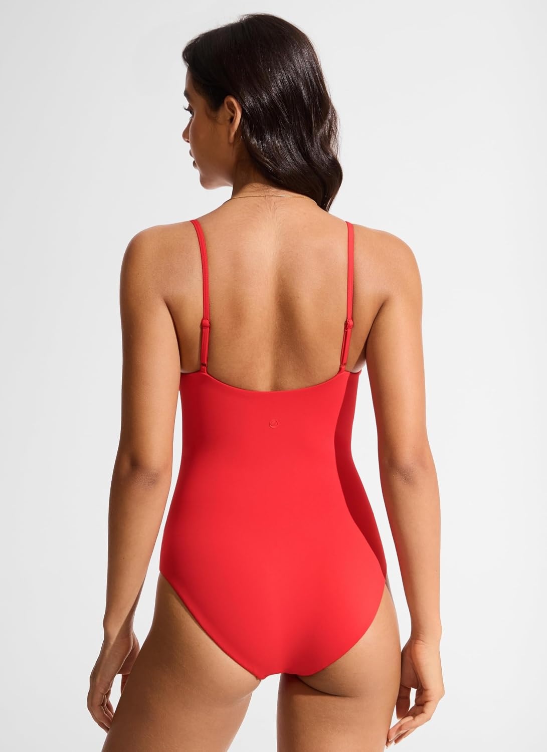image:imageCRZ YOGA Nexfeel Double Lined V Neck One Piece Swimsuit for Women Tummy Control Slimming Modest Bathing Suit Non PaddedDeep Red