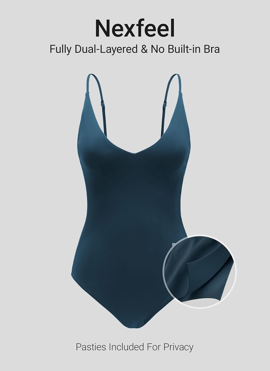 image:imageCRZ YOGA Nexfeel Double Lined V Neck One Piece Swimsuit for Women Tummy Control Slimming Modest Bathing Suit Non PaddedInsignia Blue