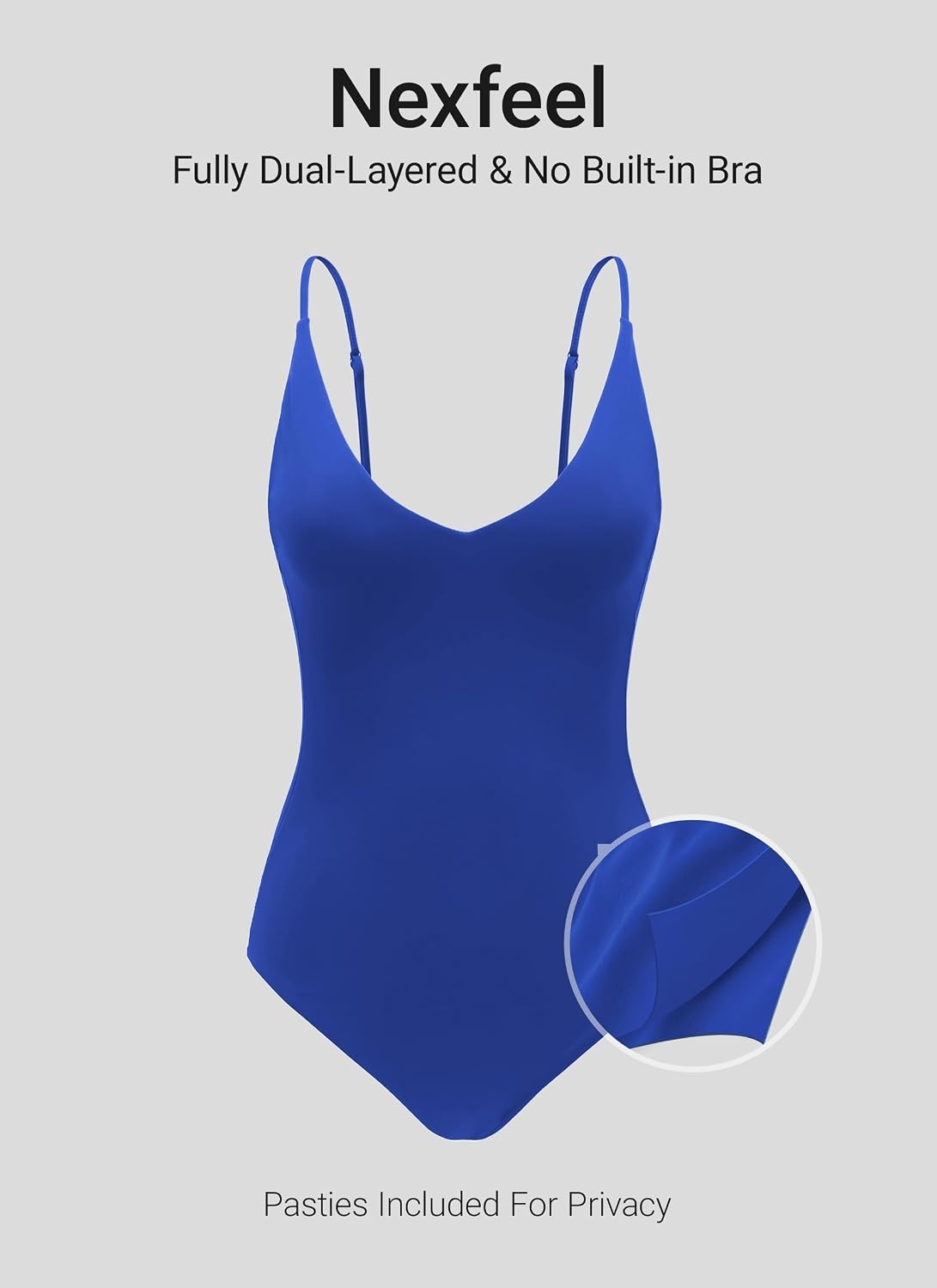 image:imageCRZ YOGA Nexfeel Double Lined V Neck One Piece Swimsuit for Women Tummy Control Slimming Modest Bathing Suit Non PaddedWaves Blue