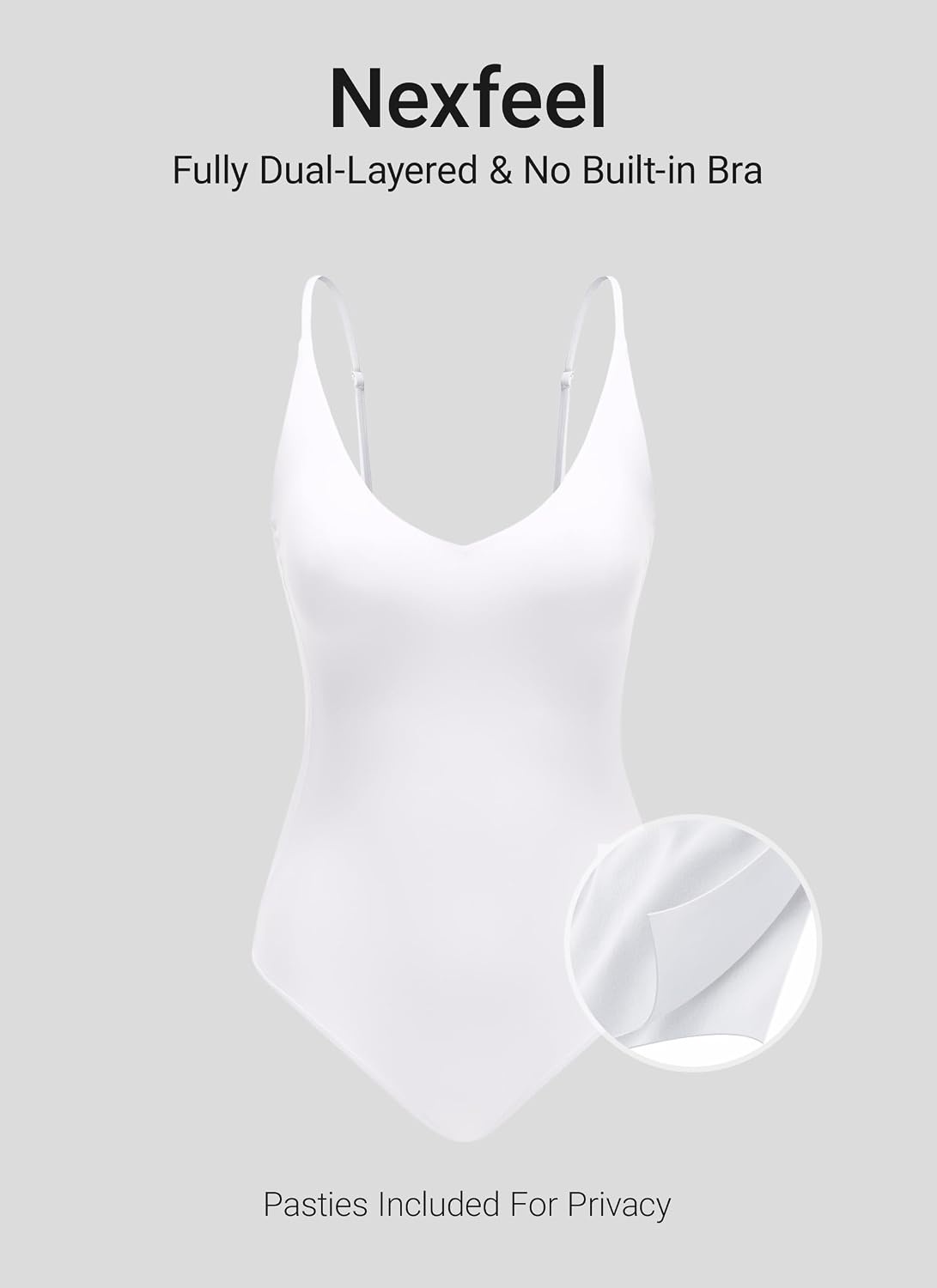 image:imageCRZ YOGA Nexfeel Double Lined V Neck One Piece Swimsuit for Women Tummy Control Slimming Modest Bathing Suit Non PaddedWhite