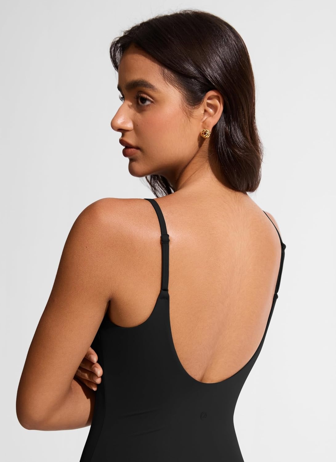 image:imageCRZ YOGA Nexfeel Scoop Neck One Piece Swimsuit for Women Double Lined Non Padded Tummy Control U Back Modest Swim Bathing SuitBlack