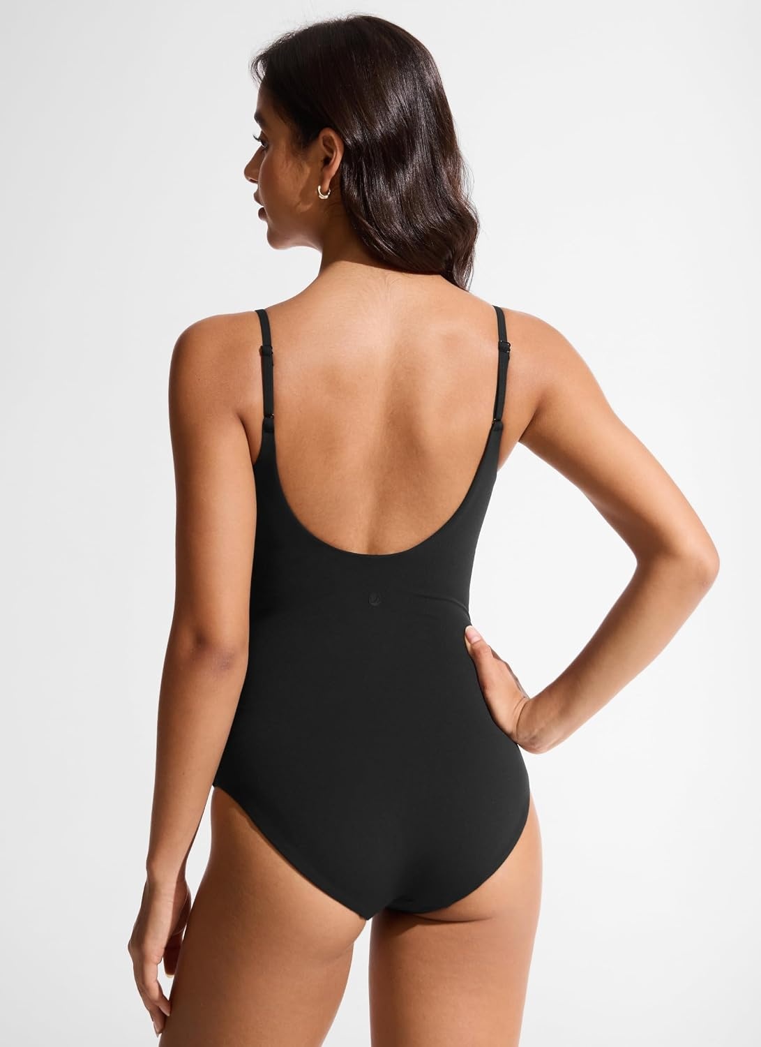 image:imageCRZ YOGA Nexfeel Scoop Neck One Piece Swimsuit for Women Double Lined Non Padded Tummy Control U Back Modest Swim Bathing SuitBlack