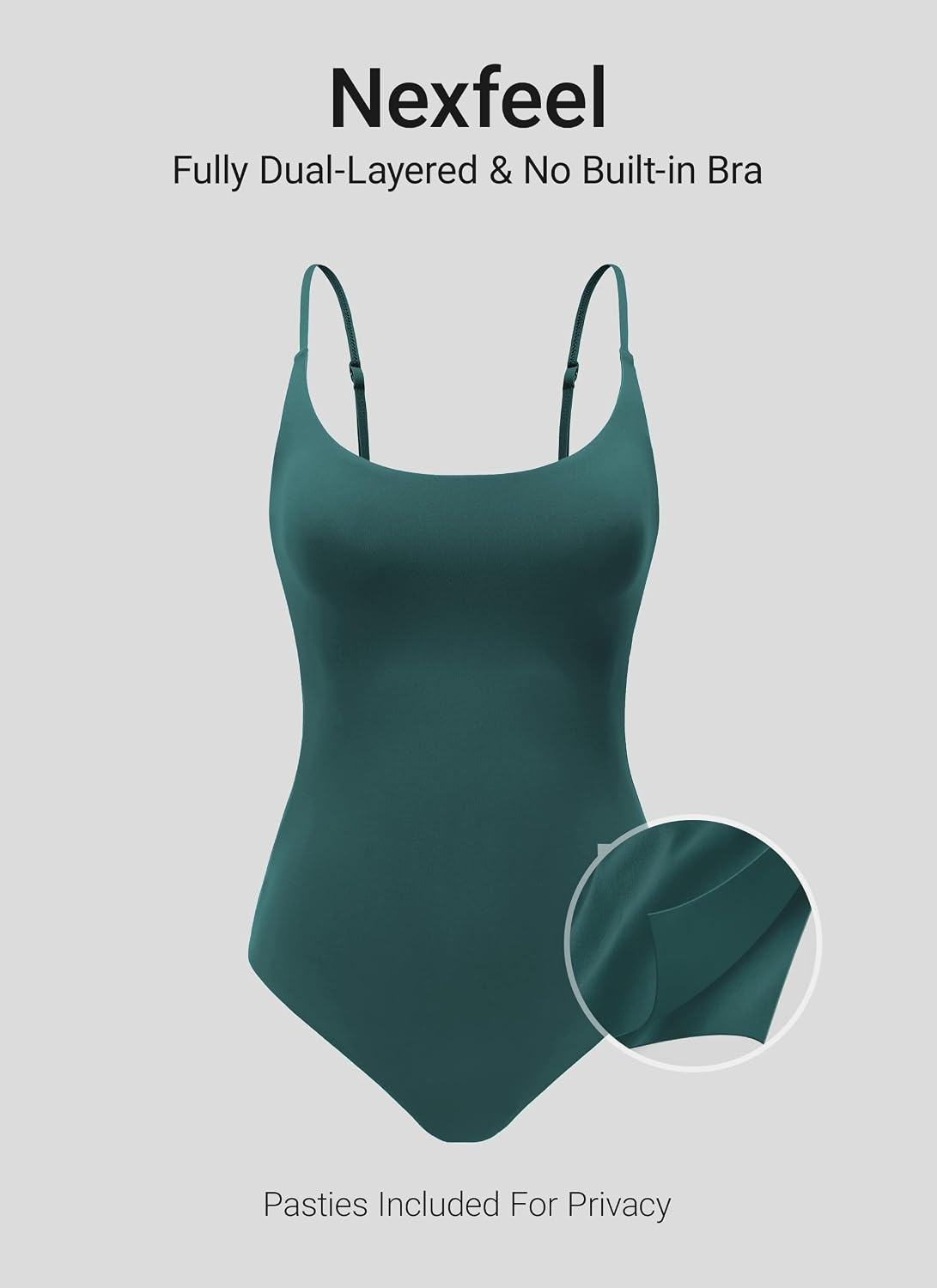 image:imageCRZ YOGA Nexfeel Scoop Neck One Piece Swimsuit for Women Double Lined Non Padded Tummy Control U Back Modest Swim Bathing SuitForest Green