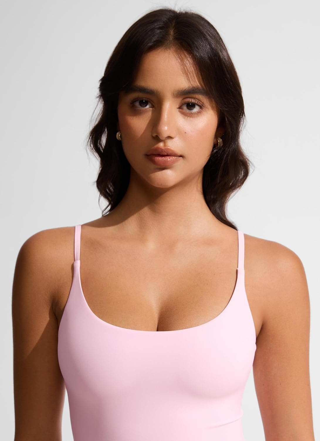 image:imageCRZ YOGA Nexfeel Scoop Neck One Piece Swimsuit for Women Double Lined Non Padded Tummy Control U Back Modest Swim Bathing SuitPink Peony