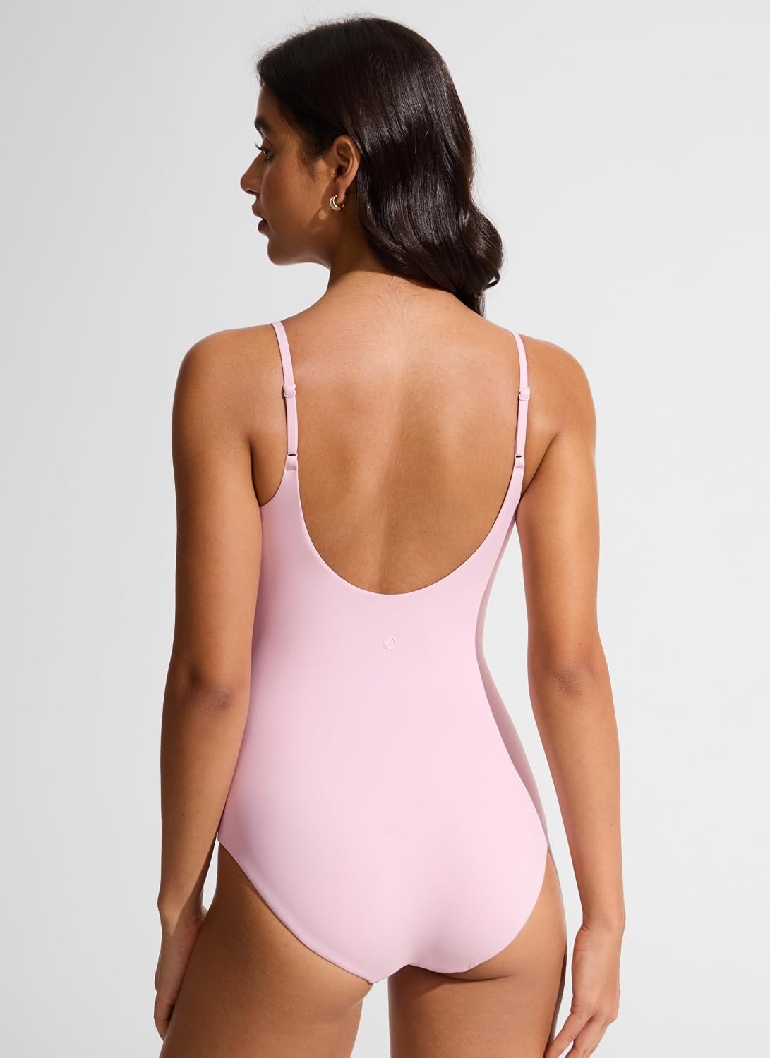 image:imageCRZ YOGA Nexfeel Scoop Neck One Piece Swimsuit for Women Double Lined Non Padded Tummy Control U Back Modest Swim Bathing SuitPink Peony