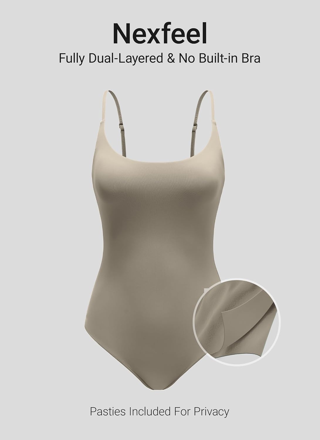 image:imageCRZ YOGA Nexfeel Scoop Neck One Piece Swimsuit for Women Double Lined Non Padded Tummy Control U Back Modest Swim Bathing SuitWarm Ash Grey
