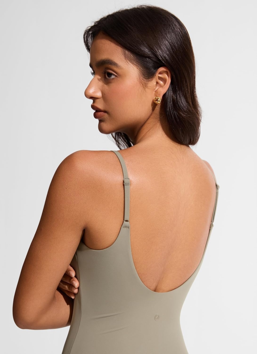 image:imageCRZ YOGA Nexfeel Scoop Neck One Piece Swimsuit for Women Double Lined Non Padded Tummy Control U Back Modest Swim Bathing SuitWarm Ash Grey